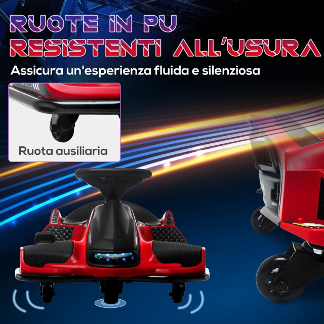 HOMCOM Ηλεκτρικό Go Kart για Παιδιά 8-12 Ετών Ταχύτητα 3-8 χλμ/ώρα για Drifting με Φώτα και Μουσική Κόκκινο 370-307V90RD