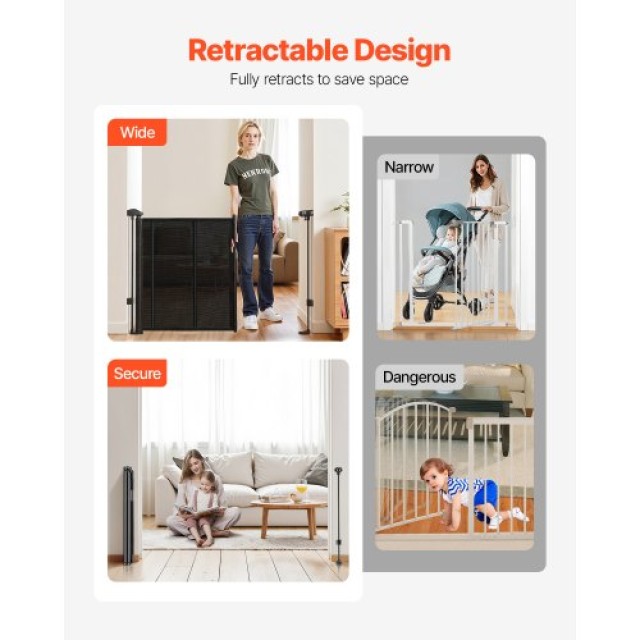 VEVOR Πτυσσόμενη Παιδική Πύλη 870mm Ύψος 1800mm Πλάτος Μαύρη WZSSMH...