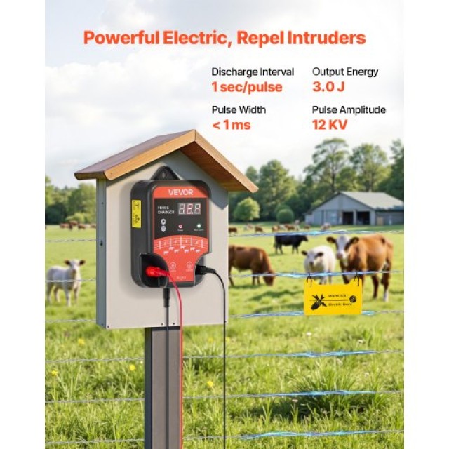 VEVOR Ηλεκτρικός Φράχτης 10kV 3J AC/DC 3Km JZLKOZ20J30JUZVKZ001V2