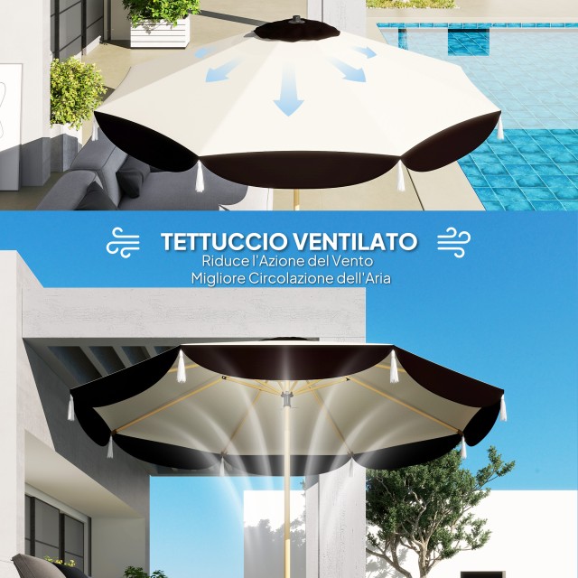 Outsunny Ομπρελόκηπος Ø2.6 m με Κάλυψη UV50+, Αεραγωγό και 8 Ακτίνες, Μπεζ 84D-349V00BG