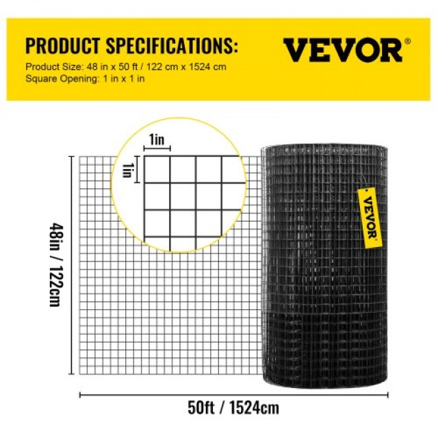 VEVOR Πλέγμα Υλικού, 48 x 50, Γαλβανισμένο Ατσάλι, 16 Gauge, για Πε...