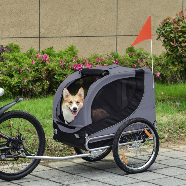 PawHut Bike Trailer για σκύλους μεσαίου μεγέθους με πλαϊνά παράθυρα...