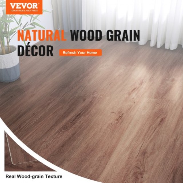 VEVOR Διασυνδεόμενα Πλακάκια Βινυλίου 1220x185mm, 10 Πλακίδια 5.5mm, Σκούρο Καφέ Ξύλινο Δάπεδο DIY  LSYXJDD55MMSEL7G8V0