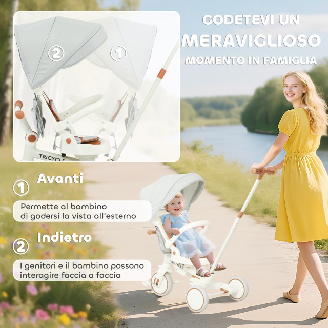 AIYAPLAY Παιδικό Τρίκυκλο 5 σε 1 με Λαβή Προώθησης και Αποσπώμενο Κ...