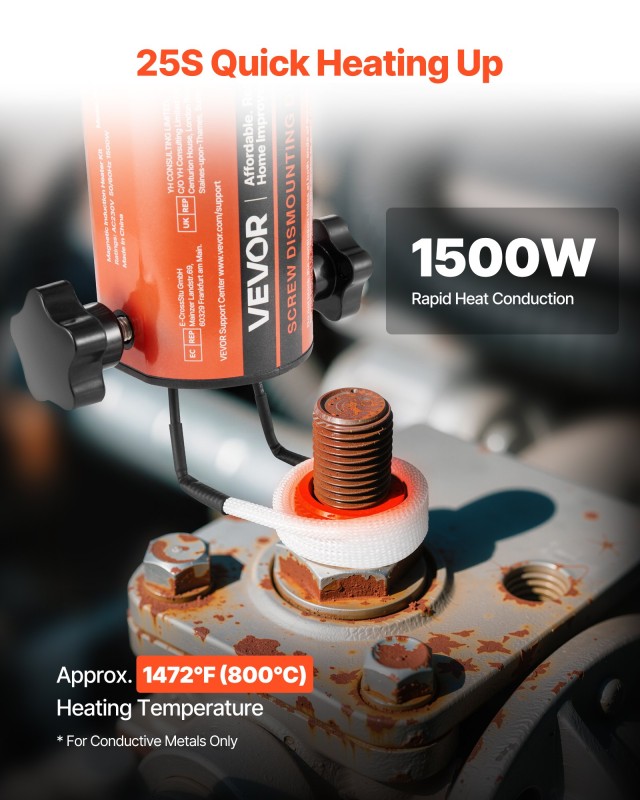 VEVOR Φορητός Επαγωγικός Θερμαντήρας Μπουλονιών 1500W, 230V, με Κιτ...