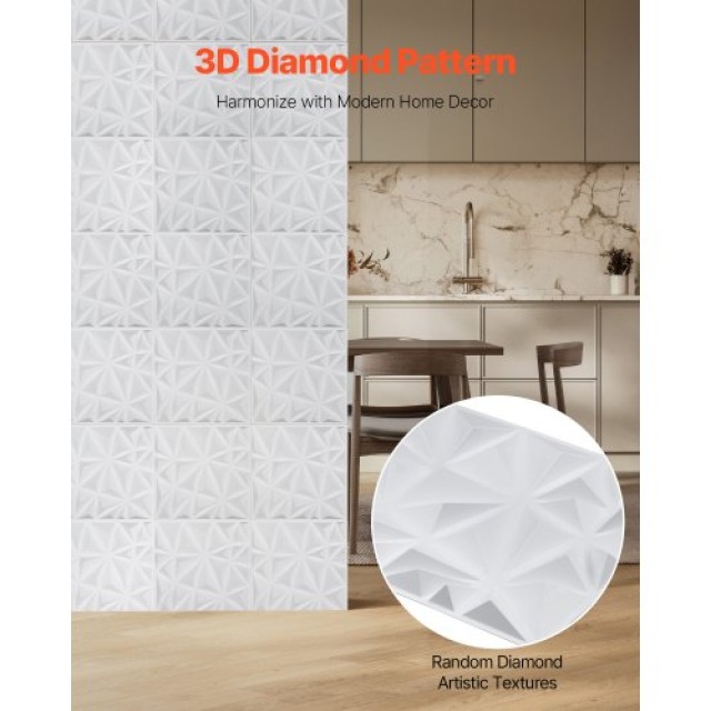 VEVOR Πάνελ Τοίχου 3D 33-Τεμαχίων 11.81x11.81 PVC 32 Τ.Π. Κάλυψη Δι...