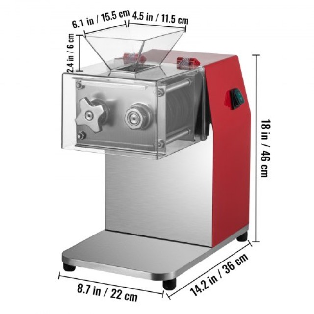 VEVOR Επαγγελματική Μηχανή Κοπής Κρέατος, 551 Lbs/H 850W, 3.5mm, Ανοξείδωτη, Κόκκινη  XXJYQPJH3.5MMADPWV2