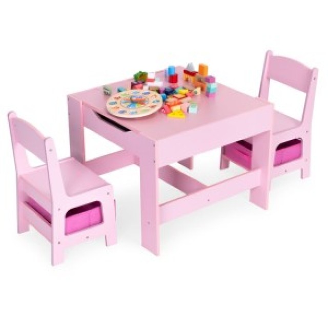 ECOTOYS Σετ επίπλων για παιδιά τραπεζάκι + 2 καρέκλες με πίνακα κιμ...