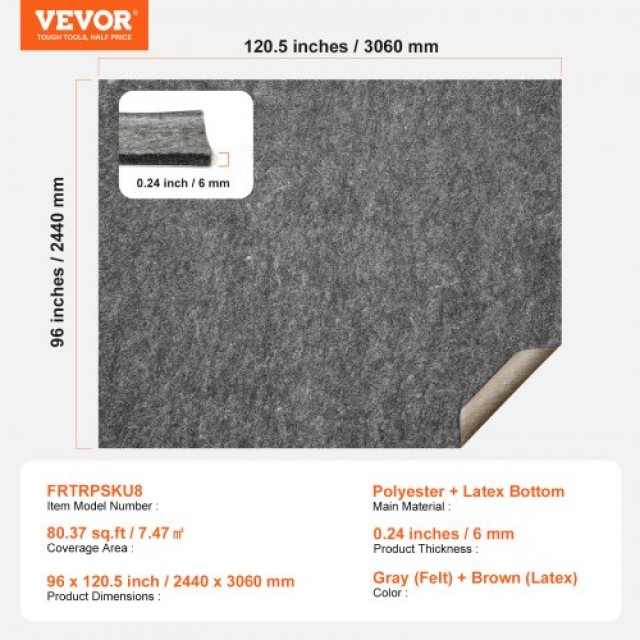 VEVOR  Αντιολισθητικό Υπόστρωμα Χαλιού 8 x 10 0.24  FHDTDBFHWFHQ4J9I6V0