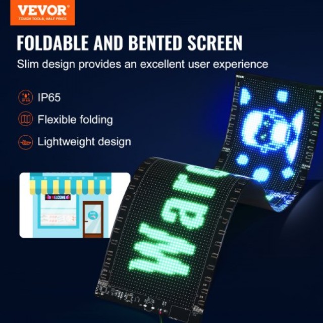 Προγραμματιζόμενη LED Πινακίδα VEVOR 83.5x20cm P5 Πλήρους Χρώματος ...