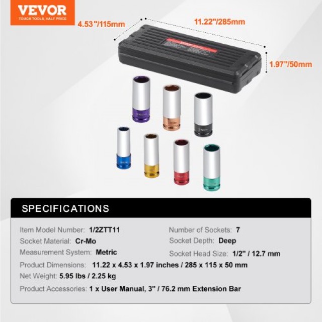 Σετ Καρυδάκια VEVOR 1/2 6-γωνο 7 τεμ.  ZLMTTTELM126YE6ZKV0