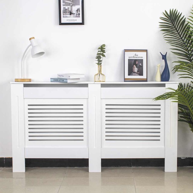 BAKAJI  Κάλυμμα καλοριφέρ από ξύλο MDF 152x19x82cm Κάλυψη καλοριφέρ λευκό  02826251