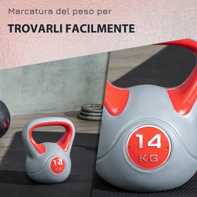 SPORTNOW Kettlebell 14kg σε PU και Sand με επίπεδη βάση και λαβή γι...