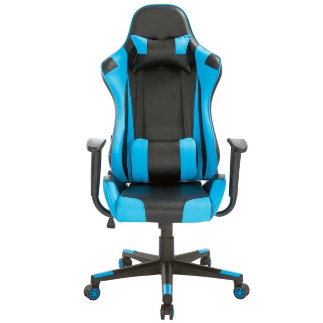 BAKAJI  Καρέκλα Πολυθρόνα Gaming Γραφείου Σπιτιού Ανακλινόμενη Περιστρεφόμενη Διευθυντική Μπλε  02830557