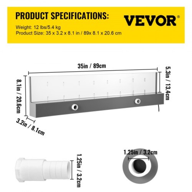 VEVOR Καταρράκτης Πισίνας 36.2x3.2x8.1, 17 Χρώματα LED, Ακρυλικός για Κήπο/Πισίνα  SLPBPQAW900DBS001V2