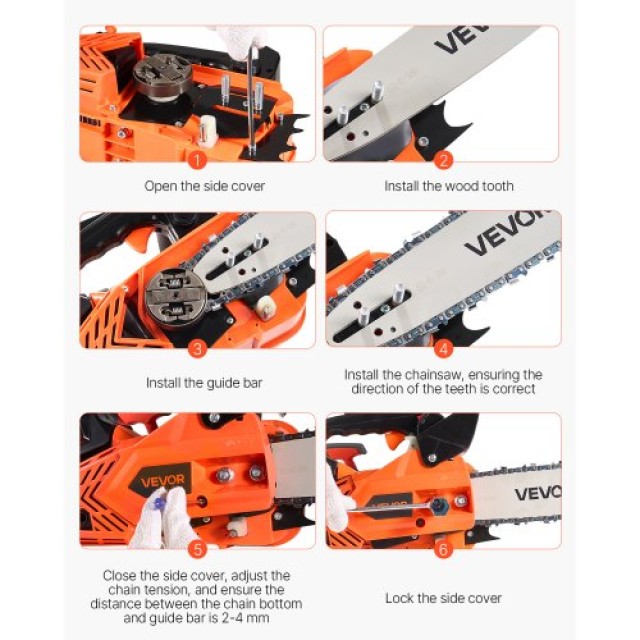 VEVOR Αλυσοπρίονο Βενζίνης 25cc 1.02 HP 12 ιντσών για Κοπή Ξύλου RQ...