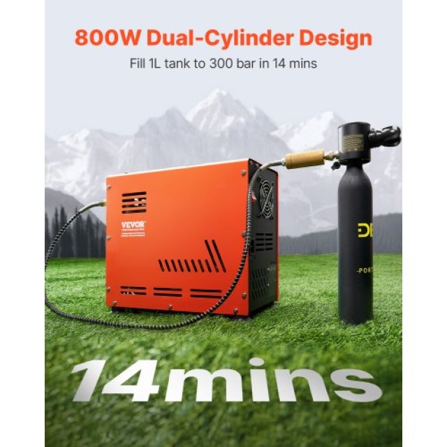 VEVOR Συμπιεστής Αέρα PCP 800W Διπλού Κυλίνδρου για Αεροβόλα PCP 45...