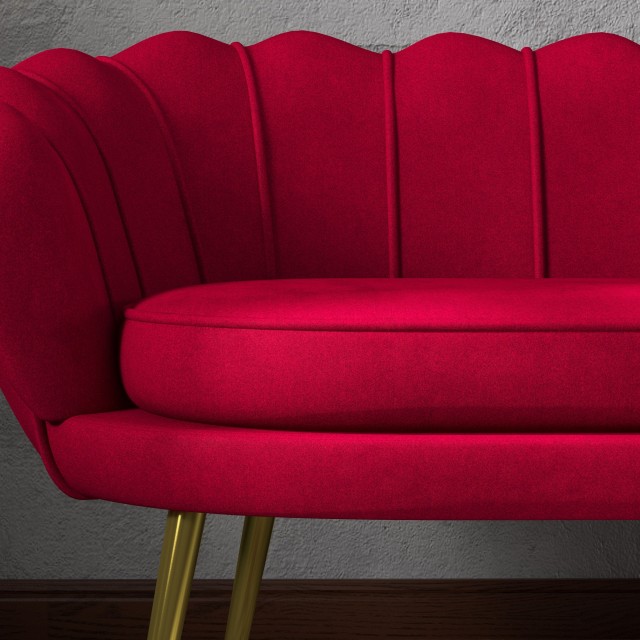 HOMCOM  Διθέσιος καναπές σε στυλ Industrial Chic από ύφασμα με εφέ βελούδου και μέταλλο, 130x77x77 εκ., Σκούρο Κόκκινο  833-957V00WR