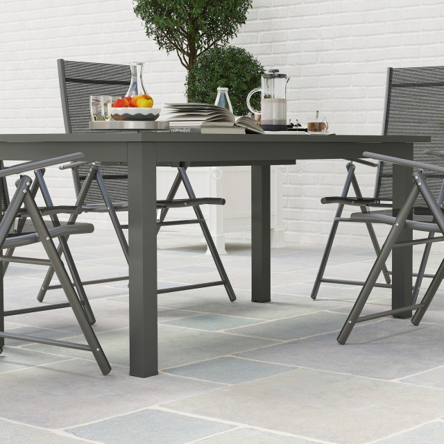 Outsunny Επεκτεινόμενο Τραπέζι Κήπου από 160-220 cm για 6-8 Άτομα Ορθογώνιο από Αλουμίνιο, Γκρι 84G-591V00GY