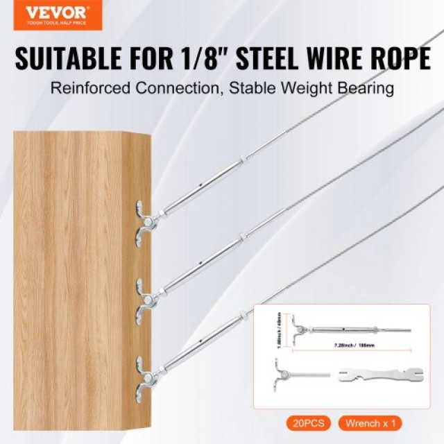 Σετ Καλωδίων VEVOR T316 για Ξύλινα Κάγκελα, 3.2mm, 20τμχ  LSKYS20J1800TOVAYV0