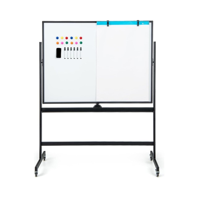 Costway Διπλής Όψης Πίνακας Whiteboard με Ρυθμιζόμενο Ύψος και Αξεσουάρ CB10566BK