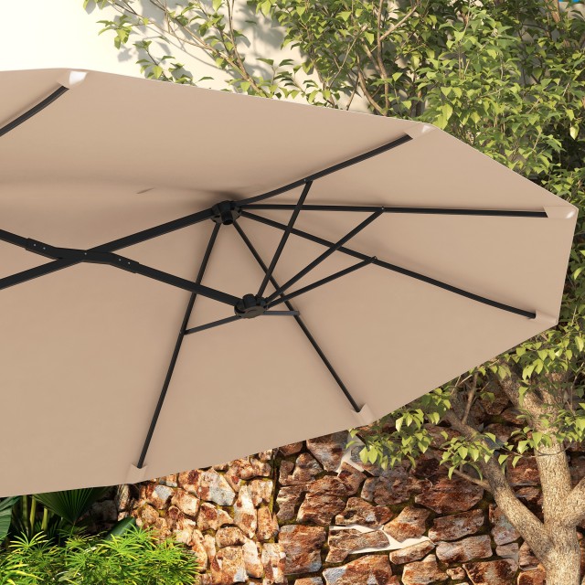 Outsunny Διπλή Ομπρέλα Κλίσης 45° με Μανιβέλα και Αεραγωγούς, από Ατσάλι και Πολυεστέρα, 285x147x227 εκ., Καφέ 84D-217V00CF