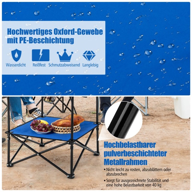 Costway Φορητό Τραπέζι Camping με Αδιάβροχο Ύφασμα και Μεταλλικό Σκ...