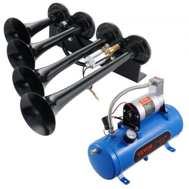 Σετ Κόρνας Τρένου VEVOR, 4 Σάλπιγγες, 150dB, 12V Συμπιεστής 120 psi με Δοχείο 6L για Οχήματα  QLBYCQGTZ12VRGCVHV9
