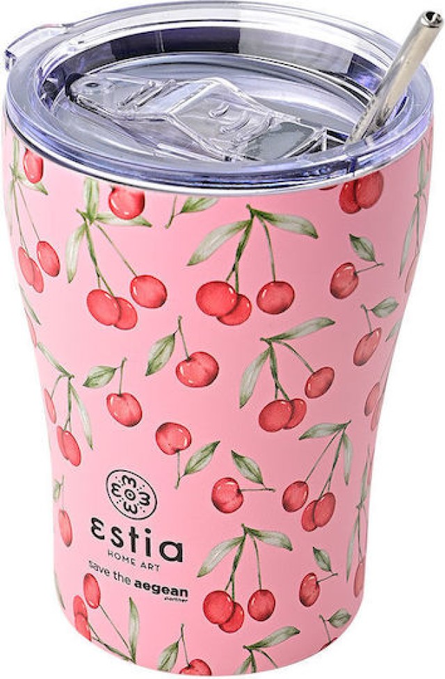 ESTIA Θερμική Κούπα Καφέ 350ml Save the Aegean  Κερασί/Ροζ 01-16876