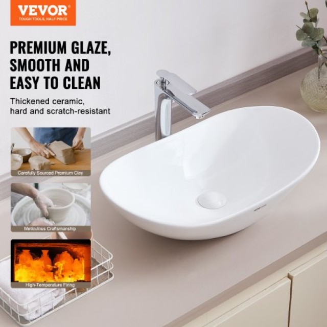 Σύγχρονος Κεραμικός Νιπτήρας VEVOR 23.3 x 14.2 για Μπάνιο  TMSCTCTYX603O50YKV0