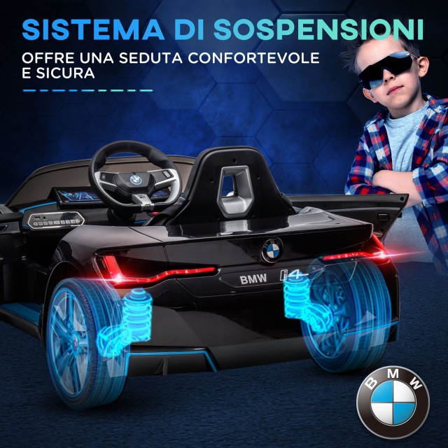 HOMCOM Electric Ride-On Toy Car για παιδιά 3-8 ετών με δίπλωμα BMW με Τηλεχειριστήριο, Κόρνα και Προβολείς, 115x67x45 cm, Μαύρο 370-294V90BK