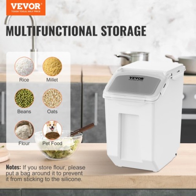 VEVOR  Δοχείο Αποθήκευσης Υλικών 2x15L με Ρόδες & Αεροστεγές Καπάκι, 2τμχ για Τροφή Κατοικιδίων, Ρύζι, Δημητριακά ZMXMX215L2CHMATLFV0