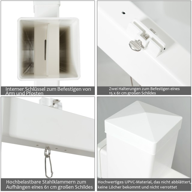 Costway Πινακίδα Ακινήτου UPVC 180 cm για Πώληση σε Γκαράζ OP3931WH