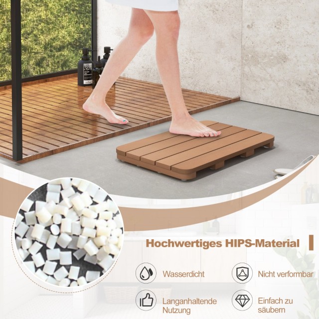 Costway χαλάκι τουαλέτας 60 x 48 cm από Hips ξύλινο σχέδιο, χαλάκι μπάνιου ανθεκτικό έως 150kg, καφέ, ανθεκτικό στη διάβρωση, χωρίς σκουριά, μακράς διάρκειας. BA8031CF