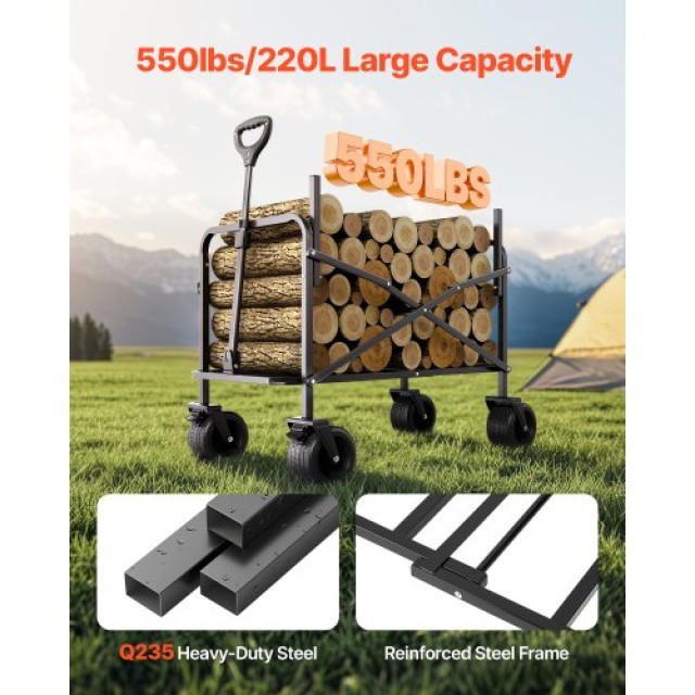VEVOR Πτυσσόμενο Καρότσι-Πάγκος 550lb 220L ZDHYBXSSTCHSZ4NS1V0