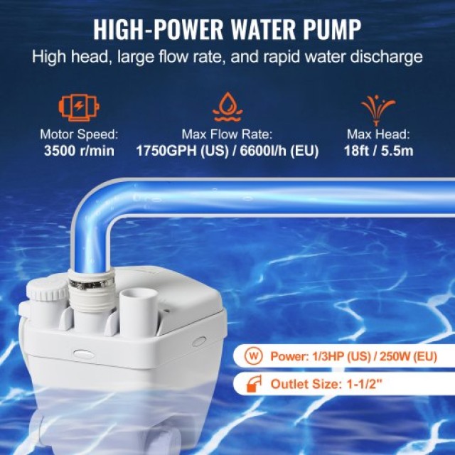 Αντλία Νεροχύτη VEVOR 200W 1500GPH για Υπόγεια και Πλυντήρια  TXSSC...