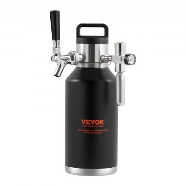 Σύστημα Βρύσης Μπύρας VEVOR, 64Oz 1.89L Μίνι Κεγ, Ανοξείδωτο Ατσάλι 304, Ρυθμιστής CO2, Οθόνη Πίεσης  MNPJTHSYS64OZLGCLV0