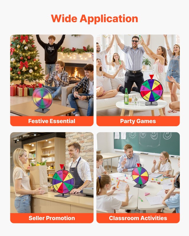 VEVOR Τροχός Τύχης 305 mm με Βάση και 10 Θέσεις, για Εκδηλώσεις και...