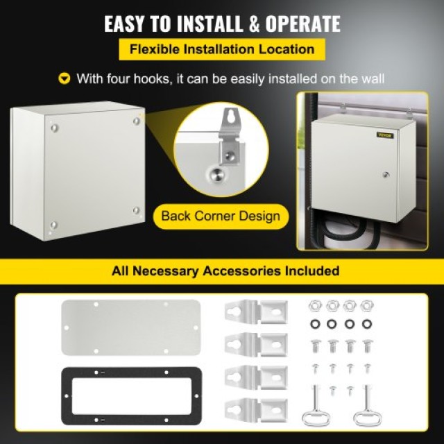 VEVOR NEMA Χαλύβδινο Κουτί 16x16x8 NEMA 4X, IP66 Αδιάβροχο & Ανθεκτ...