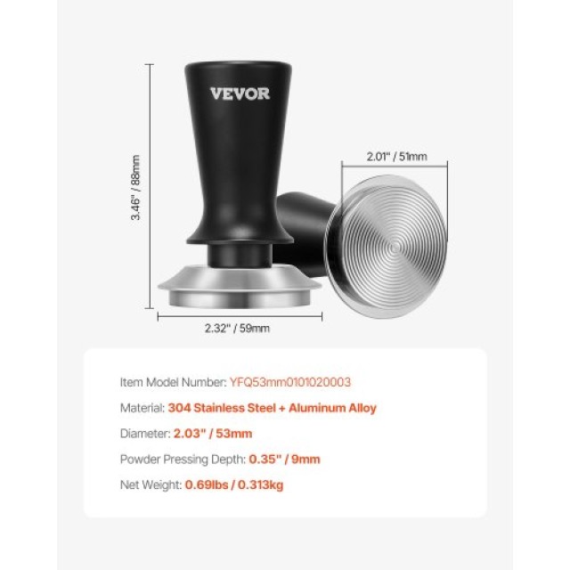 VEVOR Ανοξείδωτος Συμπιεστής Καφέ 51mm με Ελατήριο για Espresso YFC51MMBXGLLKDQ75V0