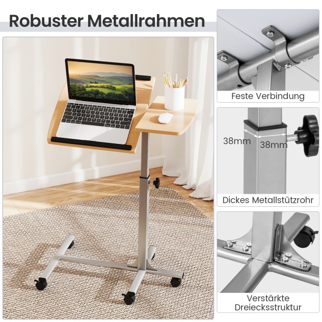 Costway Φορητό Ρυθμιζόμενο Τραπέζι με Ρόδες και Φρένα 60×40×71-91cm... Costway Φορητό Ρυθμιζόμενο Τραπέζι με Ρόδες και Φρένα 60×40×71-91cm...