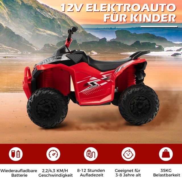 Costway  Παιδικό Quad Ηλεκτρικό Όχημα 4-8 Ετών με Ρεαλιστικό Σχεδιασμό και Διασκεδαστικές Λειτουργίες TQ10122DE-RE