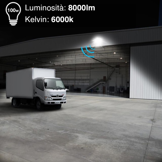 BAKAJI  Προβολέας LED Faro 100W Υψηλής Φωτεινότητας 8000lm Εξωτερικός Προβολέας με Αισθητήρα Κίνησης  02833067