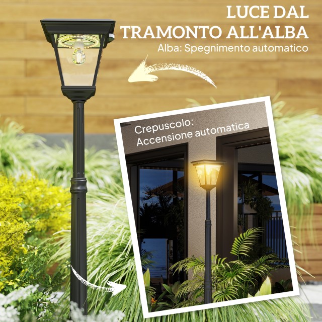 Outsunny Ηλιακός Κήπου με Αισθητήρα PIR, Αλουμίνιο & Γυαλί, 26x24x2...