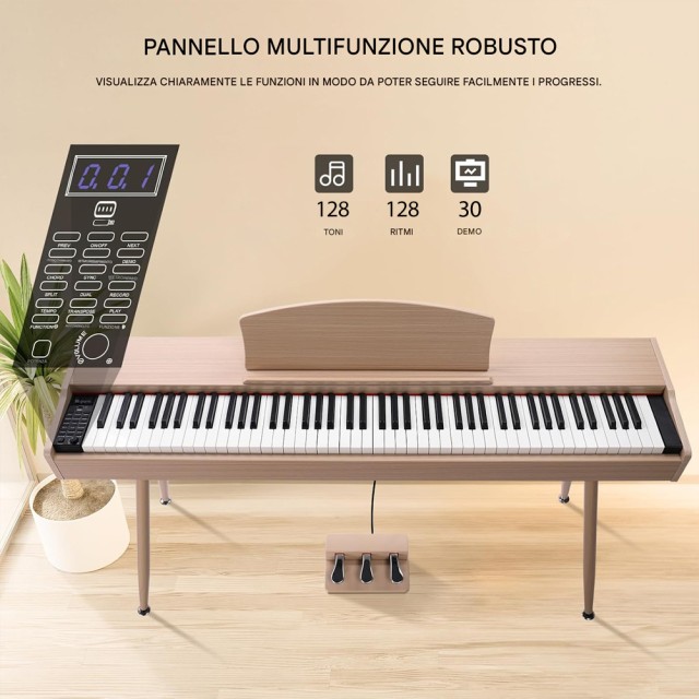 BAKAJI Ηλεκτρικό Πιάνο Πλήκτρα με 88 Πλήκτρα και Πεντάλ σε Φυσικό Χ... BAKAJI Ηλεκτρικό Πιάνο Πλήκτρα με 88 Πλήκτρα και Πεντάλ σε Φυσικό Χ...
