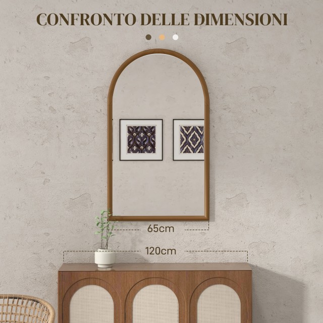HOMCOM Καθρέφτης Τοίχου με Καμάρα 110x65cm με Ξύλινο Πλαίσιο για Δωμάτιο και Είσοδο Σκούρο Καφέ 830-861V80DR