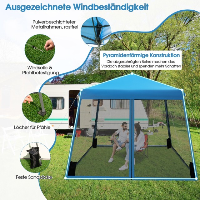 Costway Μπλε Σκηνή Πάρτι 3x3m με Λυγισμένα Πόδια NP10301BL