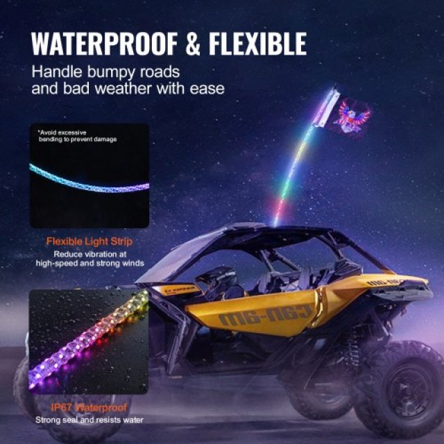 VEVOR LED Σπιράλ Φως 1.5m RGB για ATV/UTV με Τηλεχειριστήριο & Εφαρμογή  CRKJPPTDZ5YCIAWYCV9