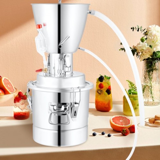 VEVOR  Αποστακτήρας Νερού-Αλκοόλ 8 Gal/30 L, Ανοξείδωτο Ατσάλι 304, Κιτ Οικιακής Απόσταξης με Θερμόμετρο, για Ουίσκι Μπράντι Αιθέρια Έλαια DTZLQB30L220VMNVEV2