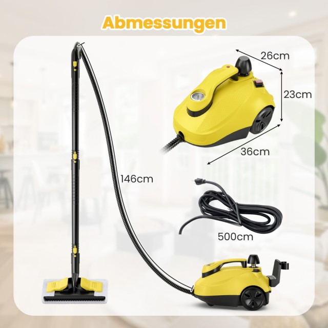 Costway Υψηλής Απόδοσης Καθαριστής Ατμού με Πίεση 5 Bar και Δεξαμεν...